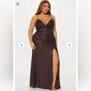 Fashion Nova Shimmering Brown Formal Gown